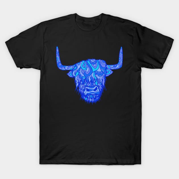 Highland Cow Blues T-Shirt by TimeTravellers